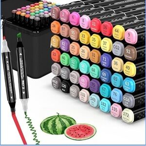 NEW - Alcohol Markers, 48 Colors Dual Tip Art Markers, Drawing, Coloring Marker